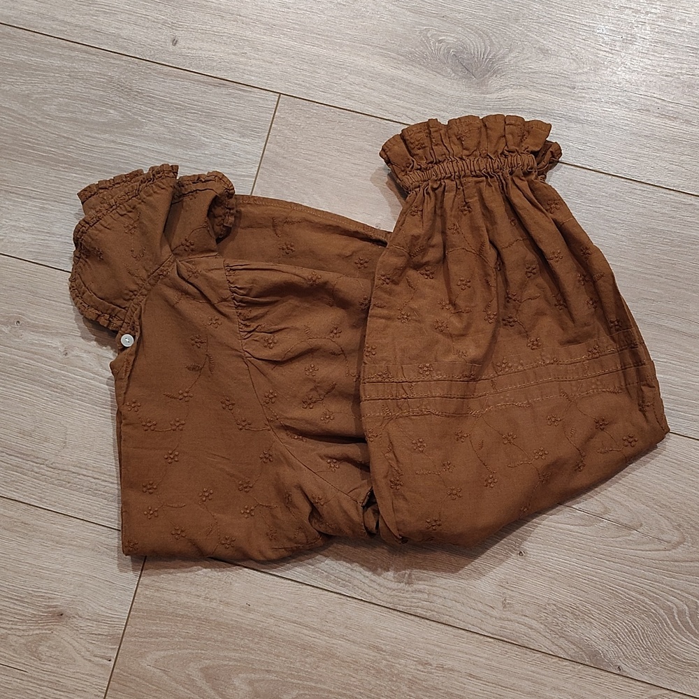 Universal Thread Burnt Orange, Eyelet Button Front Blouse,  Ladies X-Small - Picture 7 of 7